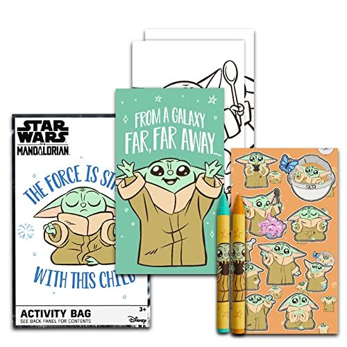Baby Yoda Birthday Party Favors - 24 Pack, Mandalorian Themed Play Packs with Coloring Books, Stickers