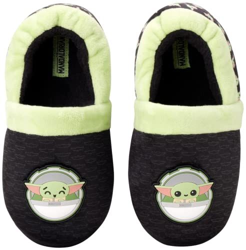 Boys' Slippers - Mandalorian Baby Yoda Fuzzy Slippers, Non-Skid Sole, Sizes 4-5, Baby Yoda