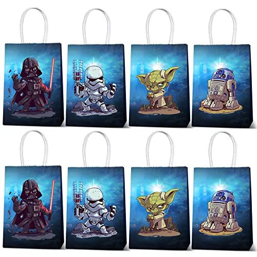 16 Pcs Mandalorian Yoda Theme Birthday Party Decorations Gift Bags - for Yoda Goodie Bags Party Supplies