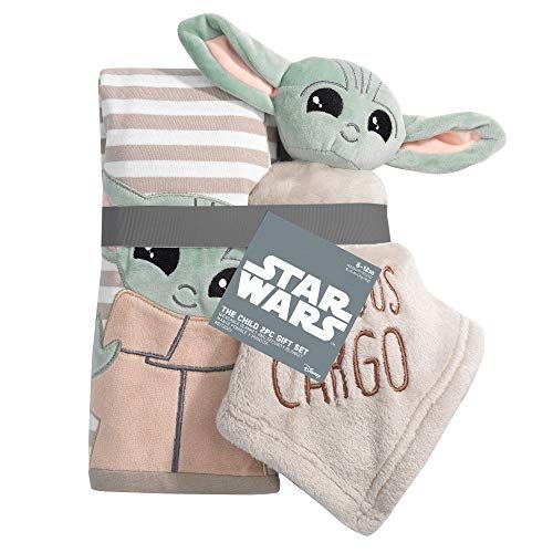 Mandalorian Baby Yoda Wearable Blanket & Lovey Gift Set