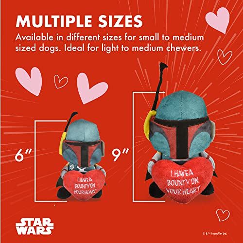 Boba Fett Plush Squeaker 9 - Mandalorian Bounty on Your Heart Plush Squeaker Pet Toy for Dogs, 9 inch