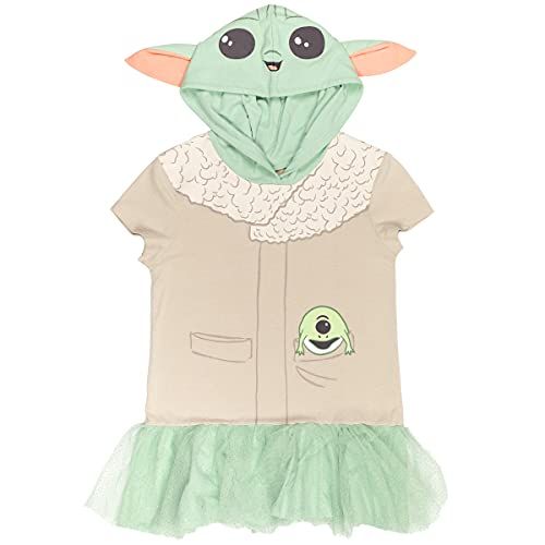 The Child Toddler Girls Cosplay Costume T-Shirt Dress, Beige/Green 3T