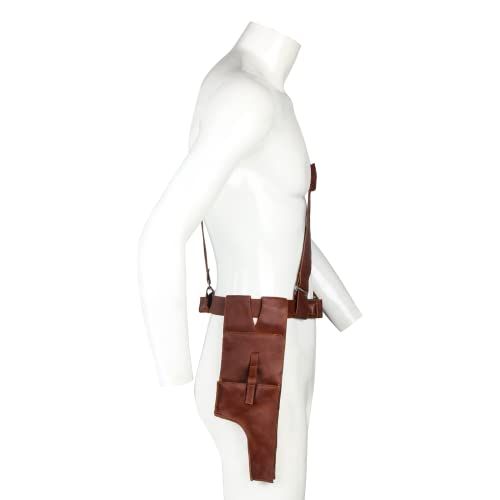 Belt with Holster - Brown PU Leather Mandalorian Cosplay Costume Prop, Large