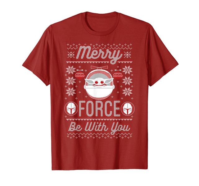 Christmas T-Shirt "Merry Force Be With You" The Mandalorian